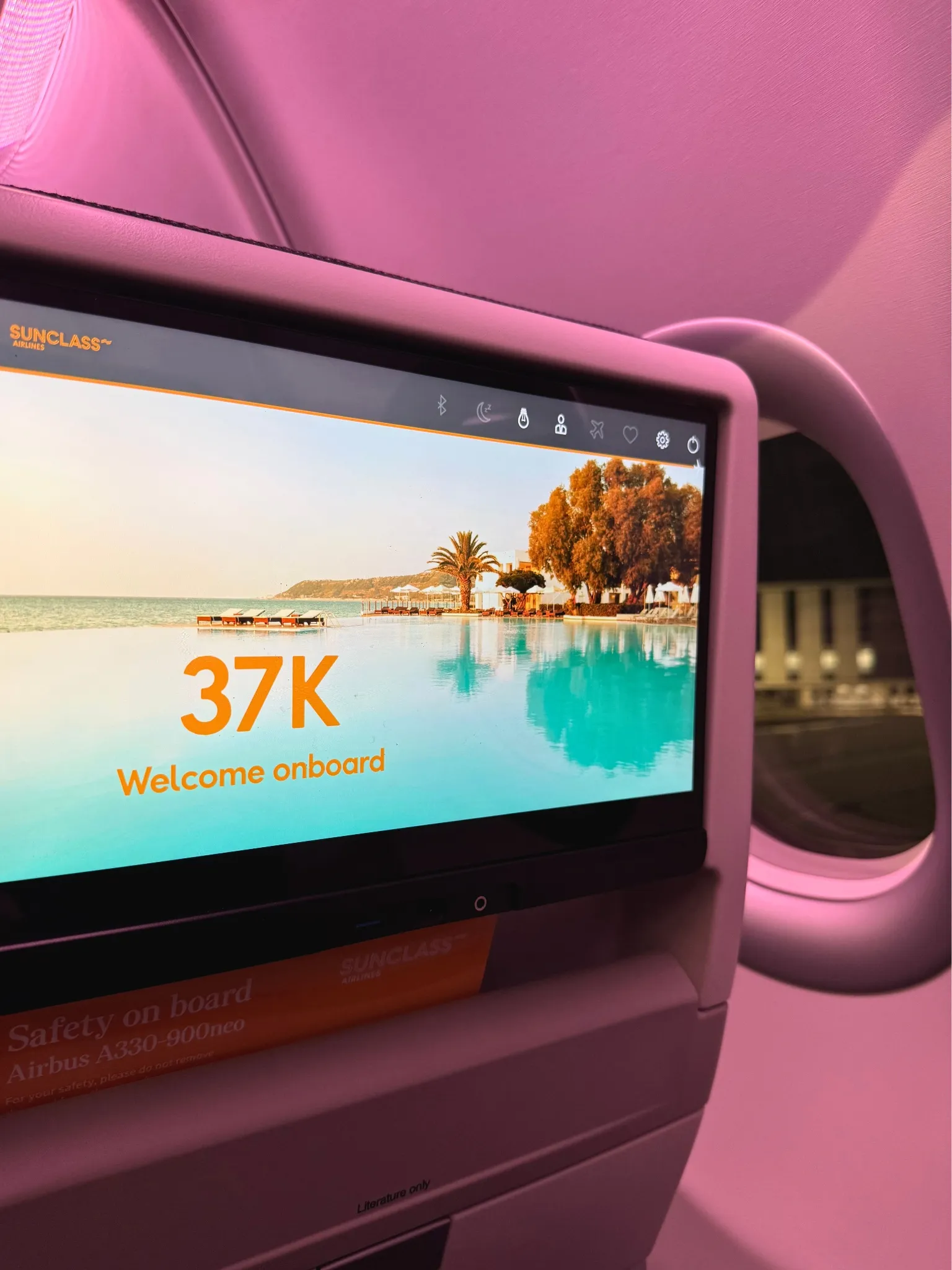 Travel photograph — in-flight entertainment screen